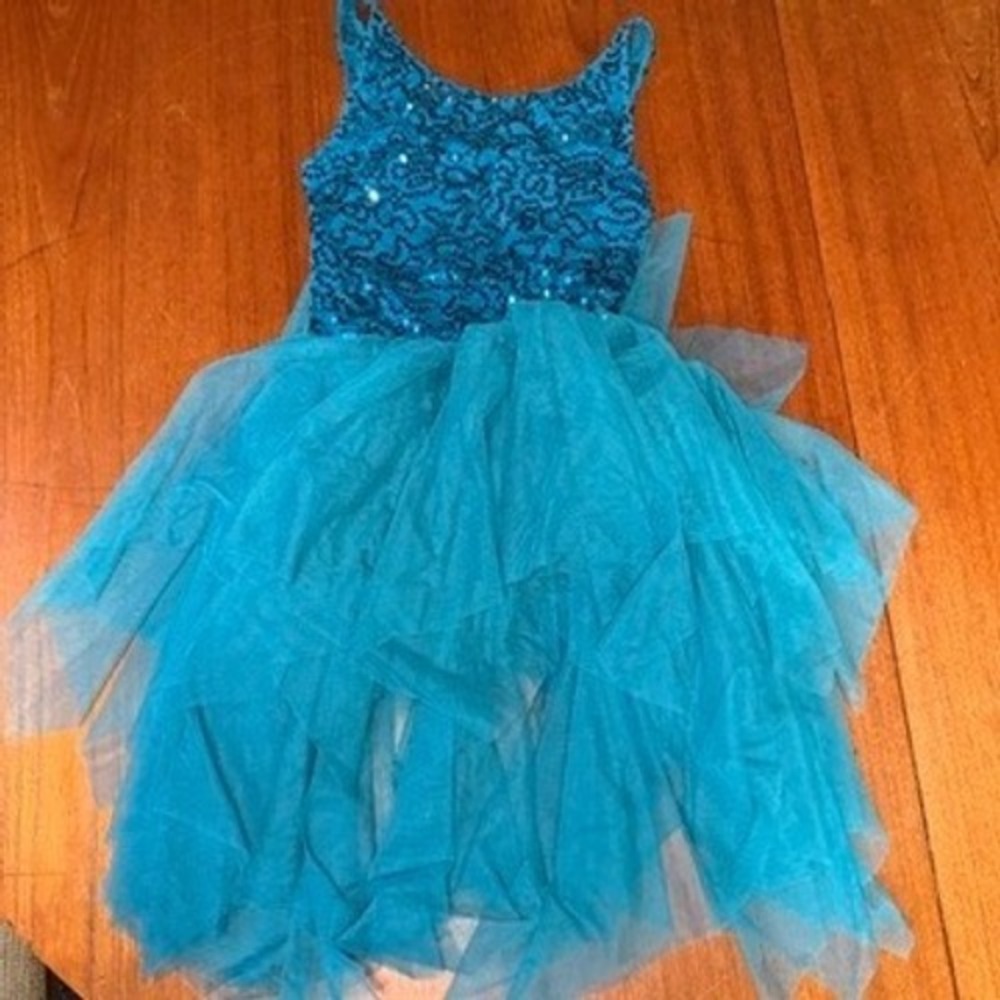 Weissman Turquoise Blue Sequin Lace Tulle Dance Costume Dress Adult S